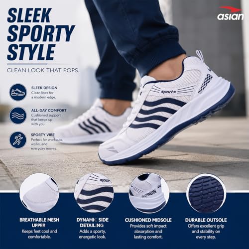 Image of ASIAN Wonder-21 Men's Running Shoes | Lace-Up Shoes with Lightweight Mesh Upper | Cushioned Comfort & Durable Grip for Daily Use