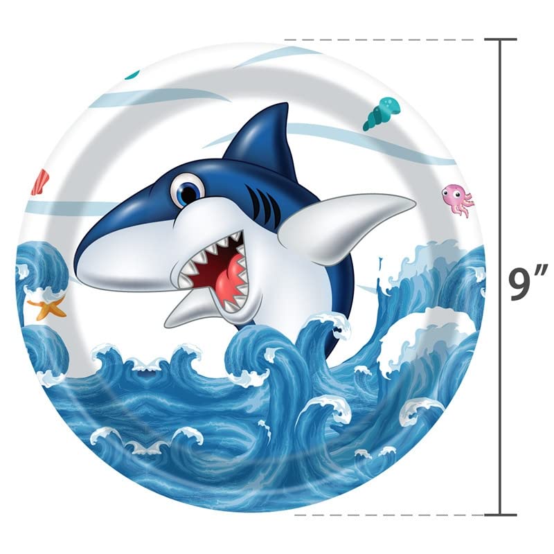 Vaisselle Jetable Thème Requin – 72 Pièces Pour 24 Invités, Assiettes, Gobelets, Serviettes - 8