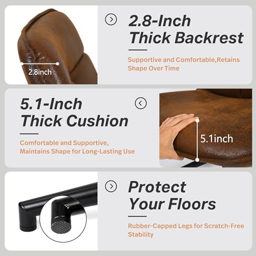 Sillón ergonómico marrón con tapizado de gamuza miniatura 6