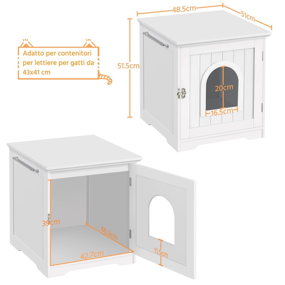 Yaheetech Casetta per Gatti Cuccia per Animali Domestici in Legno da Giardino Cuccia per Gatto Mobile Lettiera Multiuso Armadietto Nido per Gatti Cani 48,5 x 51 x 51,5 cm