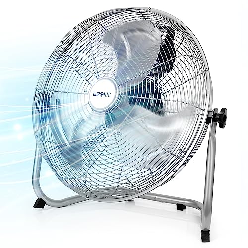 Duronic FN20 Bodengebläse | Ventilator 50 cm | Bodenventilator mit 4 Geschwindigkeitsstufen | 120 W Standventilator in Chrom | Windmaschine mit hohem Luftdurchsatz | Verstellbar in Neigung um 90°