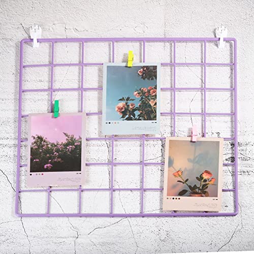 Panneau grille fil pour organisation murale violette PATIKIL - 6