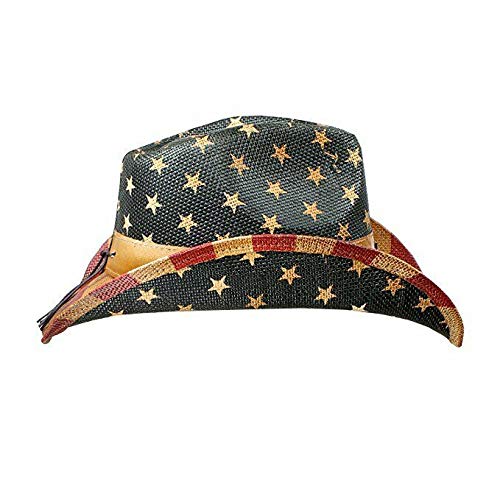 Vintage Tea-Stained Usa American Flag Cowboy Hat W/ Western Shape-It Brim, One Size #TOP2