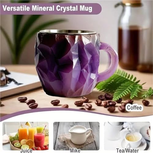 Taza de café mineral cristal púrpura con asa miniatura 5
