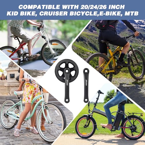 WEEROCK Prowheel Bike Crankset 1 Piece 32T Charing Crank Set with 170mm Arm and Doulbe Chain Covers for 20-26 Inch Bicycles, MTB, Kid Bikes, Compatible with Single/6/7/8/ Speeds Freewheel by WEEROCK - Image 7