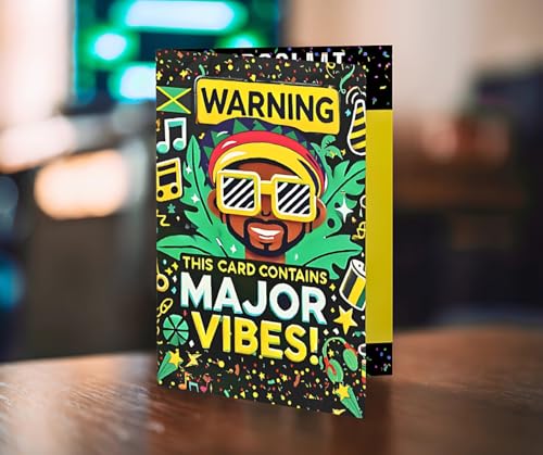 Major Vibes Bumboclaat Sound Card – Funny Talking Greeting Card with Jamaican Rasta Man Artwork – Reggae Party Vibes Card for Adults, Men, Women – Hilarious Island Sound by Sync Vibe