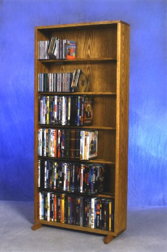 Wood Shed 615-24 Solid Oak 6 Row Dowel DVD Cabinet Tower