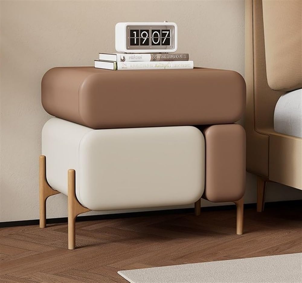 Table de chevet moderne à 3 tiroirs en bois, meuble de rangement carré marron