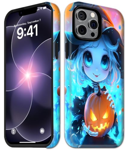 Yuxcfhjfe Case for iPhone 15 Pro 6.1 inch 2023, 2-in-1 Frosted Phone Cover Shockproof Case, Comic Girl Halloween