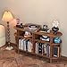 LUVIOHOME Large Round Record Player Stand with Charging Station & USB Ports，Record Storage Cabinet, Mid Century Modern Turntable Stand for Bedroom Living Room (Walnut)