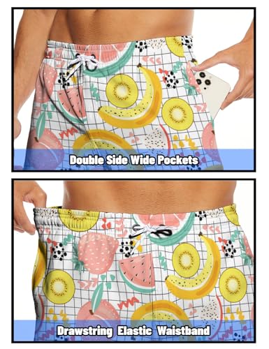 Mens Swim Trunks 7 Inch with Compression Liner Pockets Quick Dry Board Shorts Funny Swimsuit Swimwear for Men Bathing Suit4