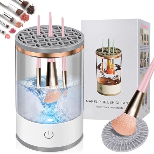 Electric Makeup Brushs Cleaner Yakiter منظف فرش مكياج Hand Free Make up Brushs Cleaner Set for Cleaning and Drying Make Up Brush Tool for all Size Great Gifts For Wife Girlfriend
