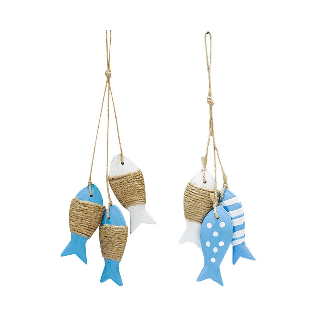 Ciieeo 2 Piezas Peces De Madera Colgantes Decorativos Estilo MediterráNeo Adornos para Pared DecoracióN NáUtica para Hogar, Tienda, Bar O Dormitorio