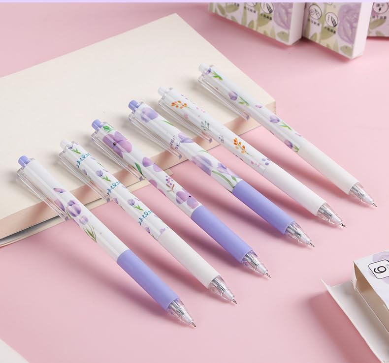 Miniatura 5 de 12 bolígrafos retráctiles estéticos de gel, bolígrafos de escritura de tinta con punta fina suave de 0.020 in, bolígrafos de impresión novedosos,