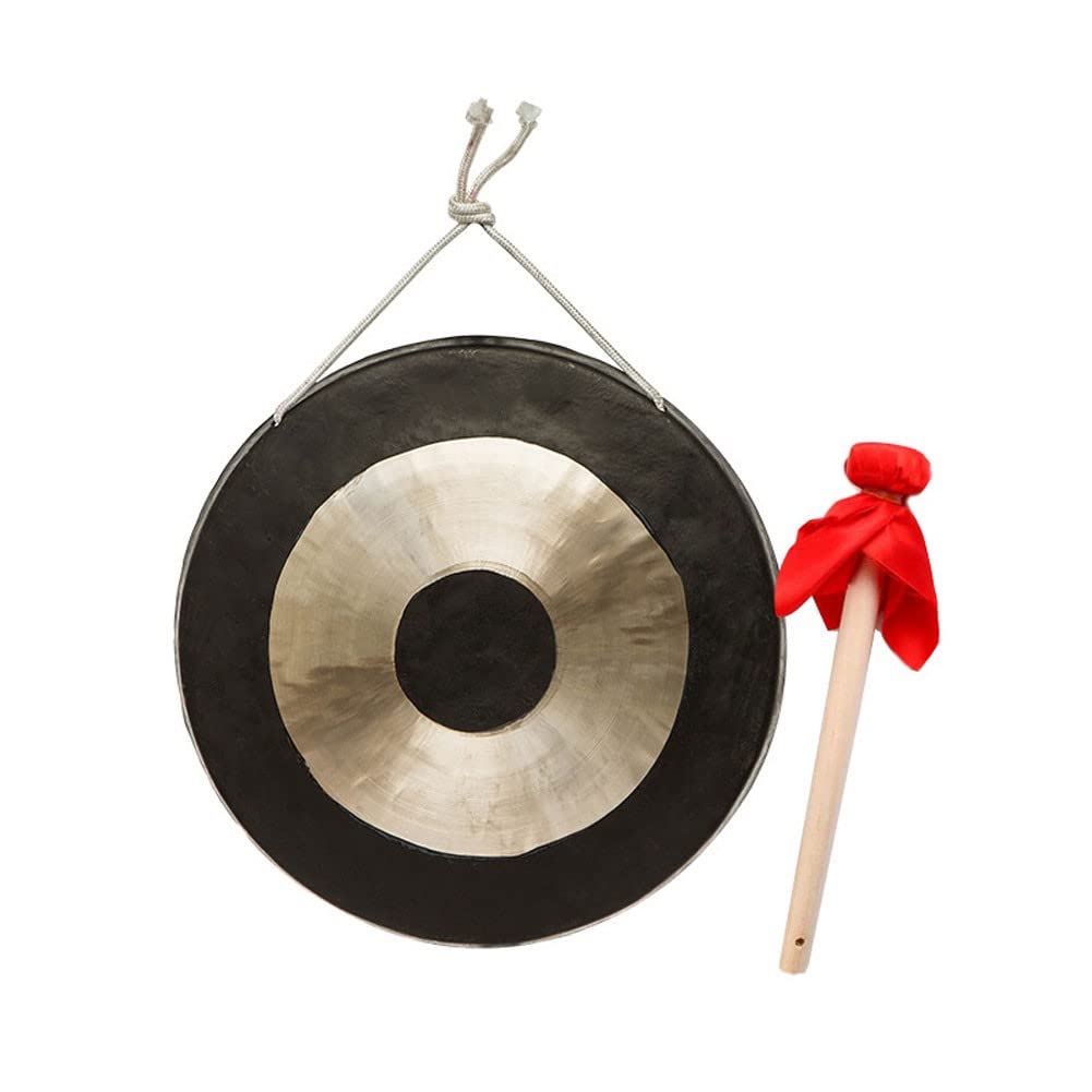 Gong Tibetano Gong Gong de Mesa de latón Hecho a Mano Feng Shui, Gong de Mesa de percusión con mazo para Uso doméstico(Color:1,Size:60cm)
