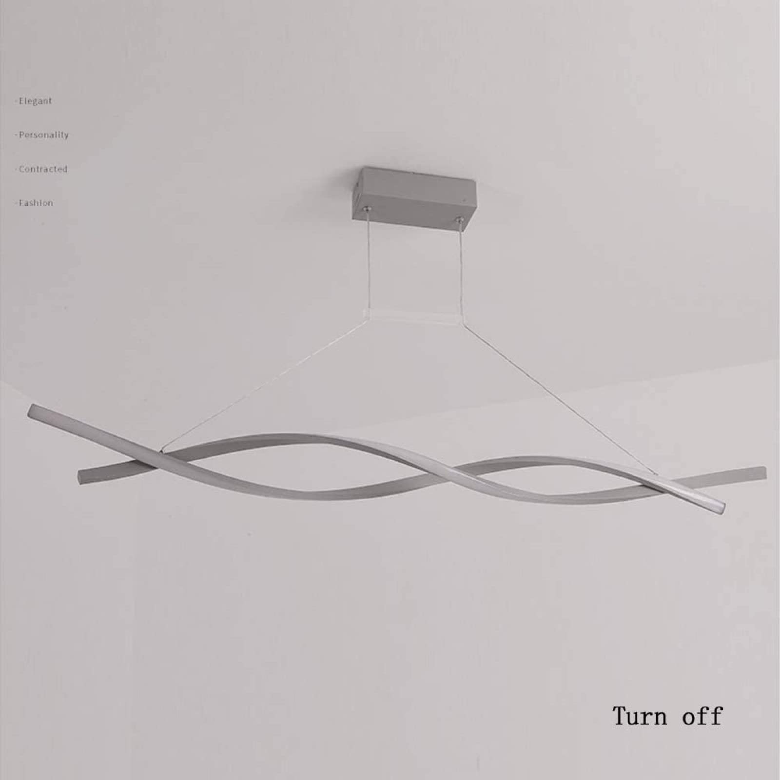 Lampada a Sospensione lineare Regolabile a LED con Design a Onda, Stile Nordico, Moderno lampadario a Spirale per Isola Cucina, Tavolo da Pranzo, Soggiorno, Nero + Luce Calda, 100 cm