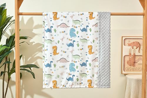 Image of Baby Nursery Bed Blankets Ultra Soft Double Layer Mini Blanket Minky Blanket Receiving Blankets Shower Gifts(Dinosaur,30 * 47in)