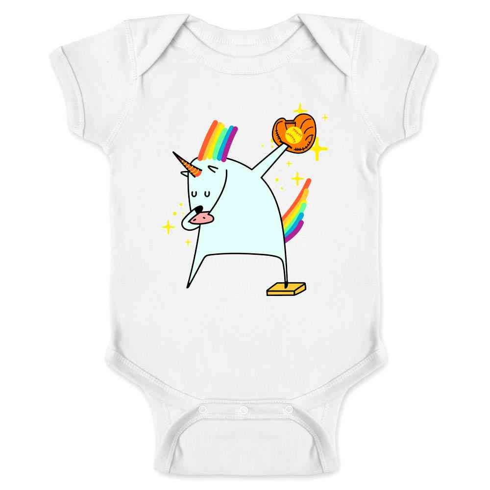 Dabbing Unicorn Softball Shirt Infant Baby Boy Girl Bodysuit