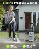 PATOOLIO Pressure Washer, 135Bar 360L/H Electric Pressure Washers with 37 Feet Total Long High Pressure Washer Foam Cannon, 4 Nozzles for Cars, Fences, Patios, Decks, Patios and Driveway - Image 4