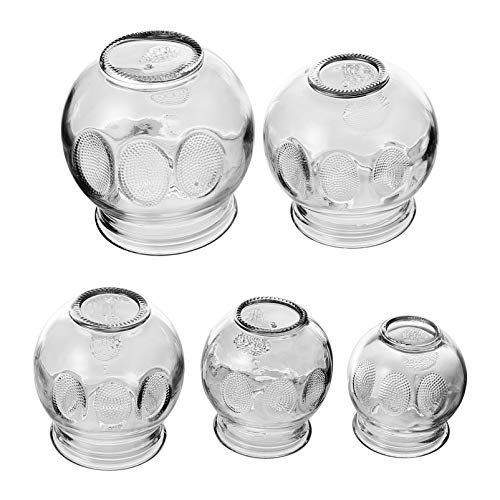 5 Pcs Glass Fire Massage Vacuum Suction Cupping Cups Body Cupping Glass Massage Tools