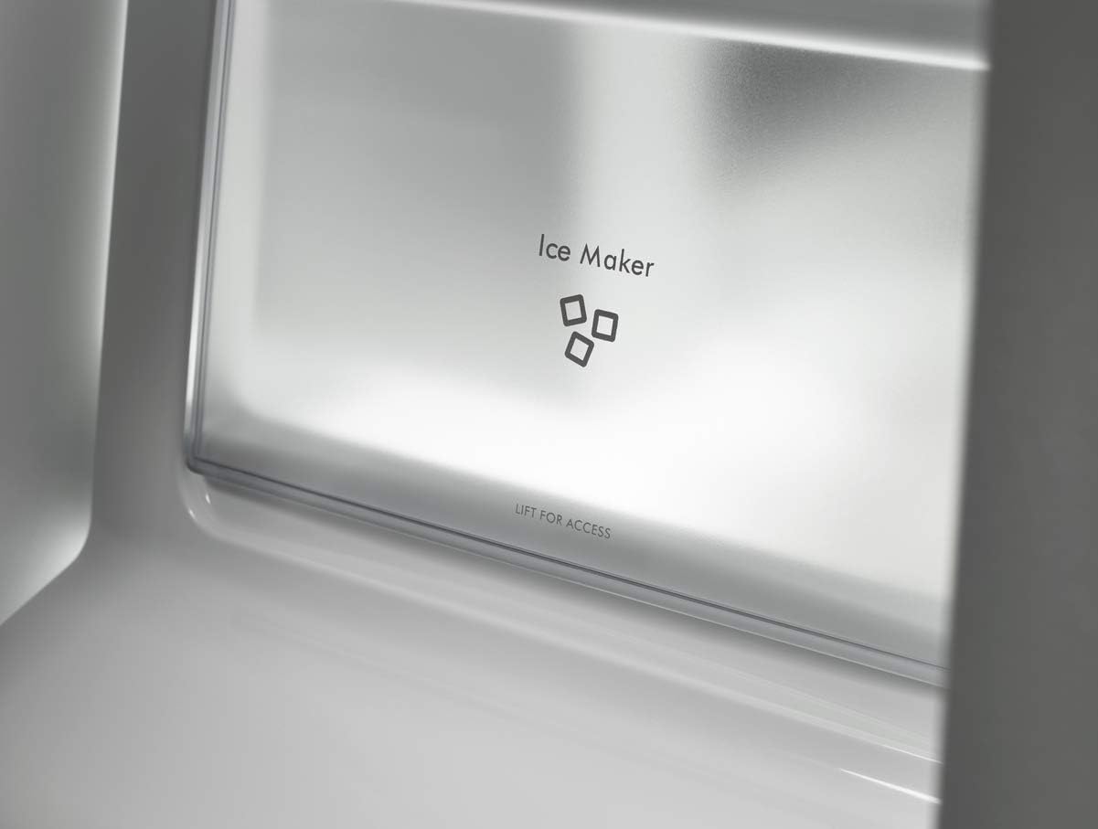 ఇంటీరియర్ view of the ice maker compartment with 'Ice Maker' label