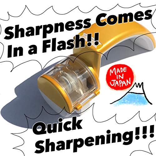 Suehiro Handheld Water Wheel Knife Sharpener, Made In Japan, Repairs Damaged Blades, Sharpens Edges, Easy Clean Kc505 Sharpeners (Goldenrod) Afilador De Cuchillos #TOP1