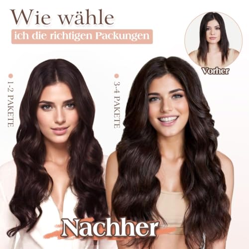 AGMITY Tape Extensions prawdziwe włosy, brązowe, gładkie, prawdziwe włosy