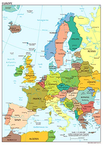 Stukk – Carte murale de l'Europe, A4 (210 x 297 mm)