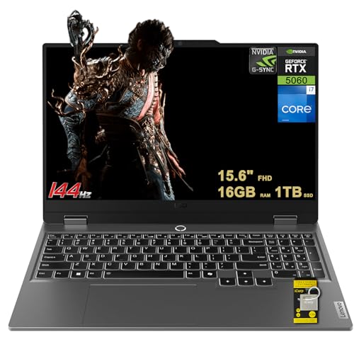 Image of Lenovo LOQ Gaming Laptop 15.6 inch FHD IPS 144Hz (100% sRGB, G-SYNC) Intel 14-core i7-13650HX 16GB RAM 1TB SSD GeForce RTX 5060 DLSS4 (440 AI Tops) Backlit Nahimic 5MP Privacy Camera Win11 ICP Hub