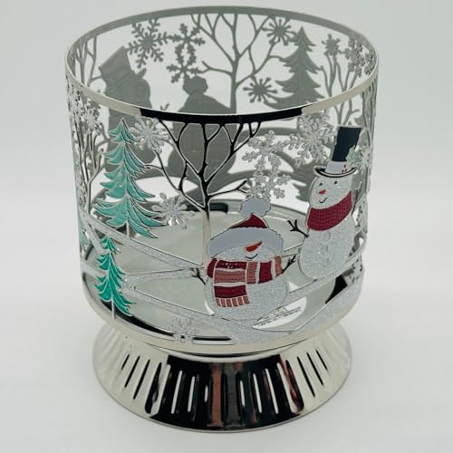 Bath & Body Works 3 Wick Candle Holder Sleeve Happy Snowman Pedestal
