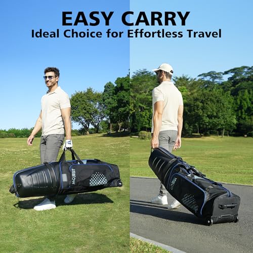 Image of Golf Travel Bags for Airlines with Wheels, Hard Case Top and 1680D Heavy Duty Oxford Protect Golf Clubs, Lightweight and Easy to Maneuver