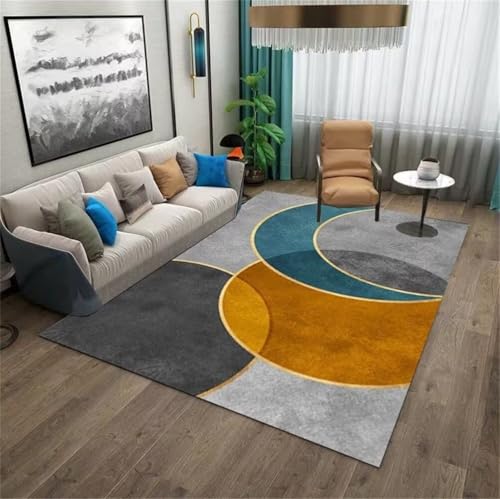 Tapis de salon pas cher 180x250cm géométrique gris orange - 2