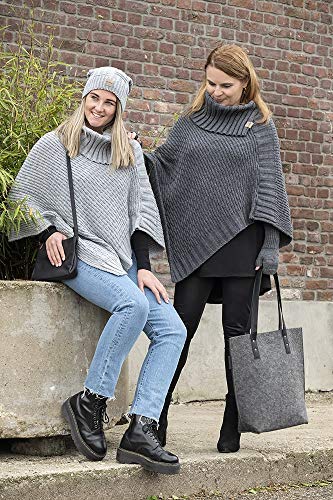 KNIT-FACTORY-Nicky-Gestrickter-Poncho-Damen-Strickponcho-mit-Kragen-Mit-Wolle-Hochwertige-Qualitaet