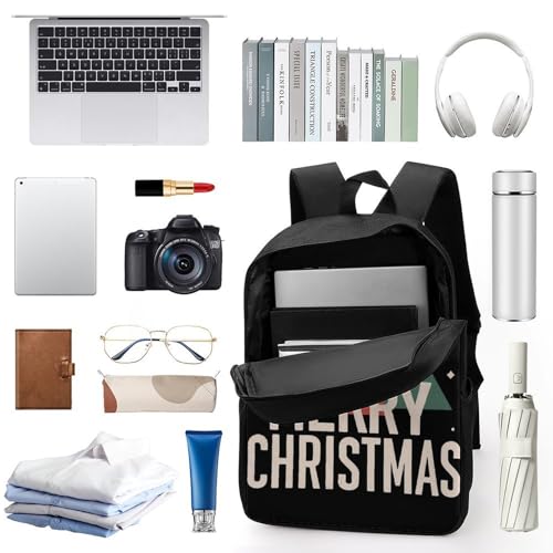 Merry Christmas Tree Unisex Backpack 17" Casual Daypacks Simple Shoulders Bag for Camping Hiking Travel Gear3