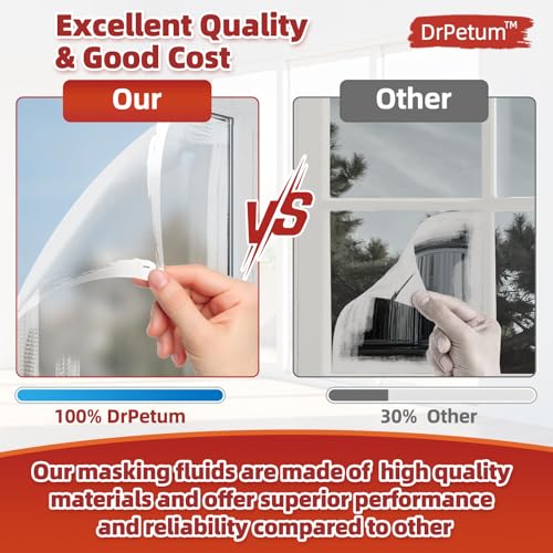 Image of Masking Liquid Tape, Transparent Peelable Coating for Protect Windows Glass, Used for Priming Windows, Floors and Non-Porous Surfaces Painting, 1 Quart (with Paint Brush)