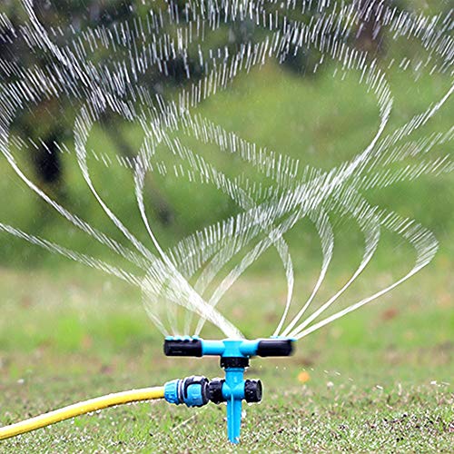 Lawn Sprinkler,HAINANSTRY Garden Sprinklers for Yard,Large Area Coverage 360 Degree Rotating Water Sprinkler for Lawn with Up to 3000 SQ FT - Blue