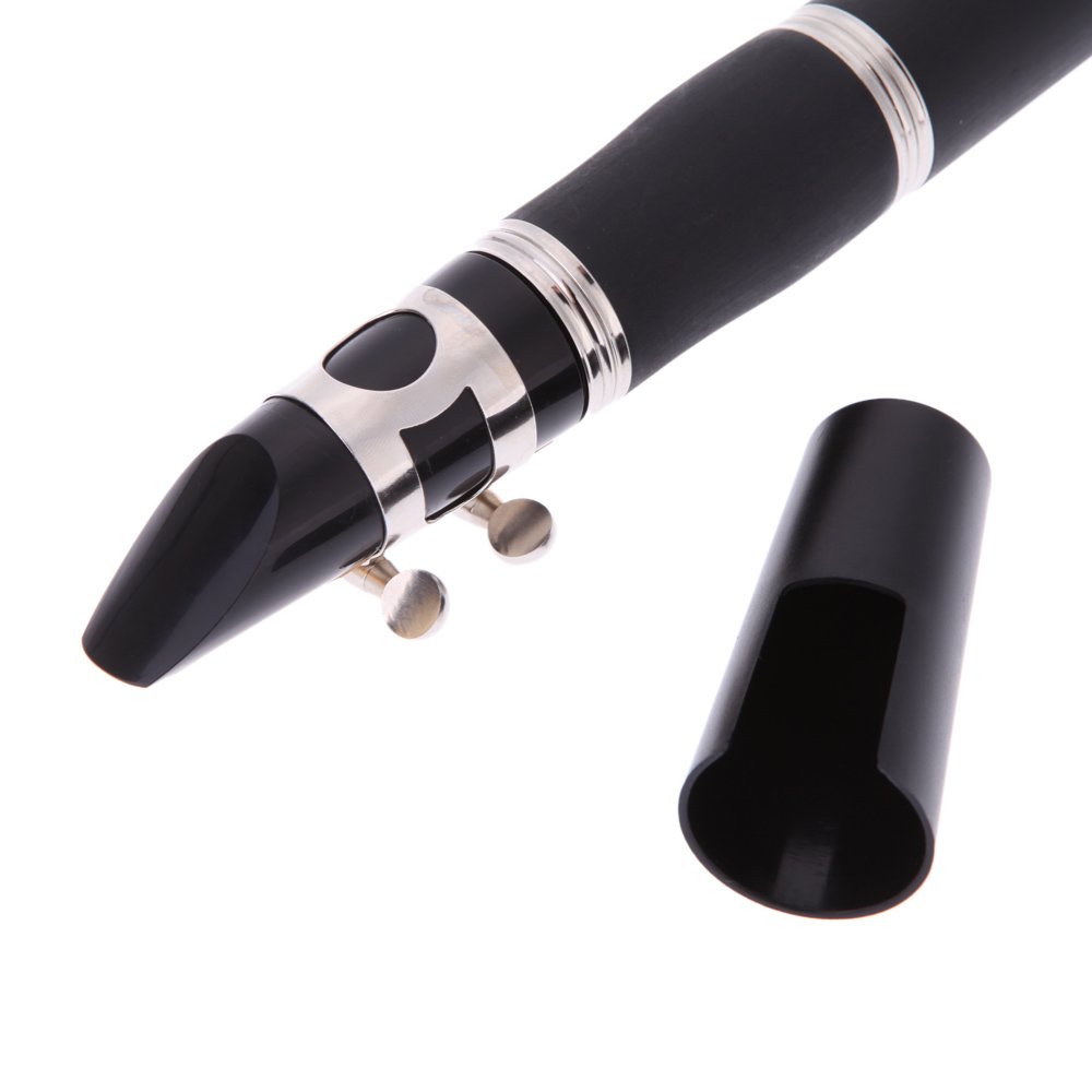 Andoer® Clarinette en bakélite plaqué nickel, 17 clés en Si♭, soprano - Livrée avec chiffon de nettoyage pour graisse à liège, gants, 10 anches, tournevis