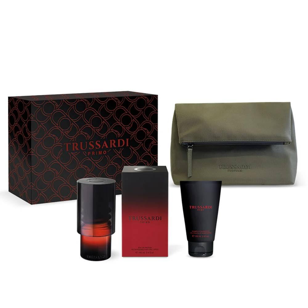 Trussardi Primo – Confezione Regalo per Lui: Profumo Eau de Parfum 100 ml + Shampoo Shower Gel 100ml + Beauty Case Uomo