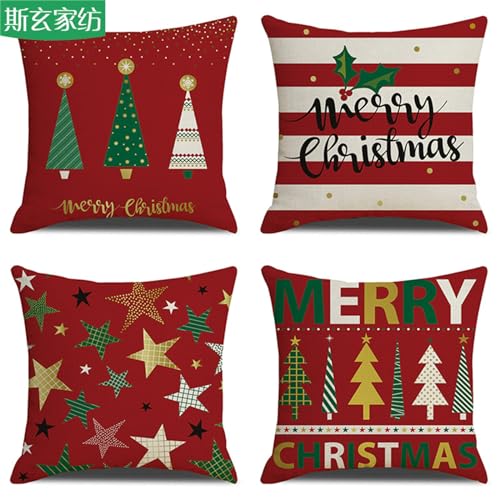 Coussin en lin de Noël premium : ensemble de 2 taies d'oreiller chic - 2