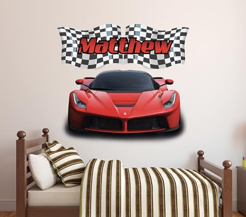 Vinilo decorativo personalizado de autos de carrera para niños miniatura 4