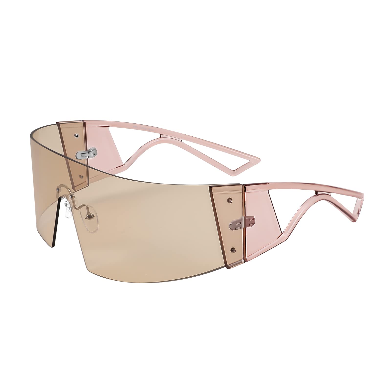 FEISEDY Oversized Flat Top Futuristic Wrap Sunglasses One Piece Goggles for Women Men Fashion Shades B4054