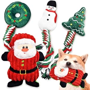 4 Pack Christmas Dog Toys, Christmas Squeaky Dog Toys Gifts for Large Medium Small Puppy,Dog Chew Toys,Christma Dogs Toys Gift