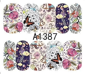 1pc Nail Sticker Water Transfer Full Version, Multi-funded Colorful Pattern Design, Full Cover Nail Applique DIY Manicure - (Color: A1387)