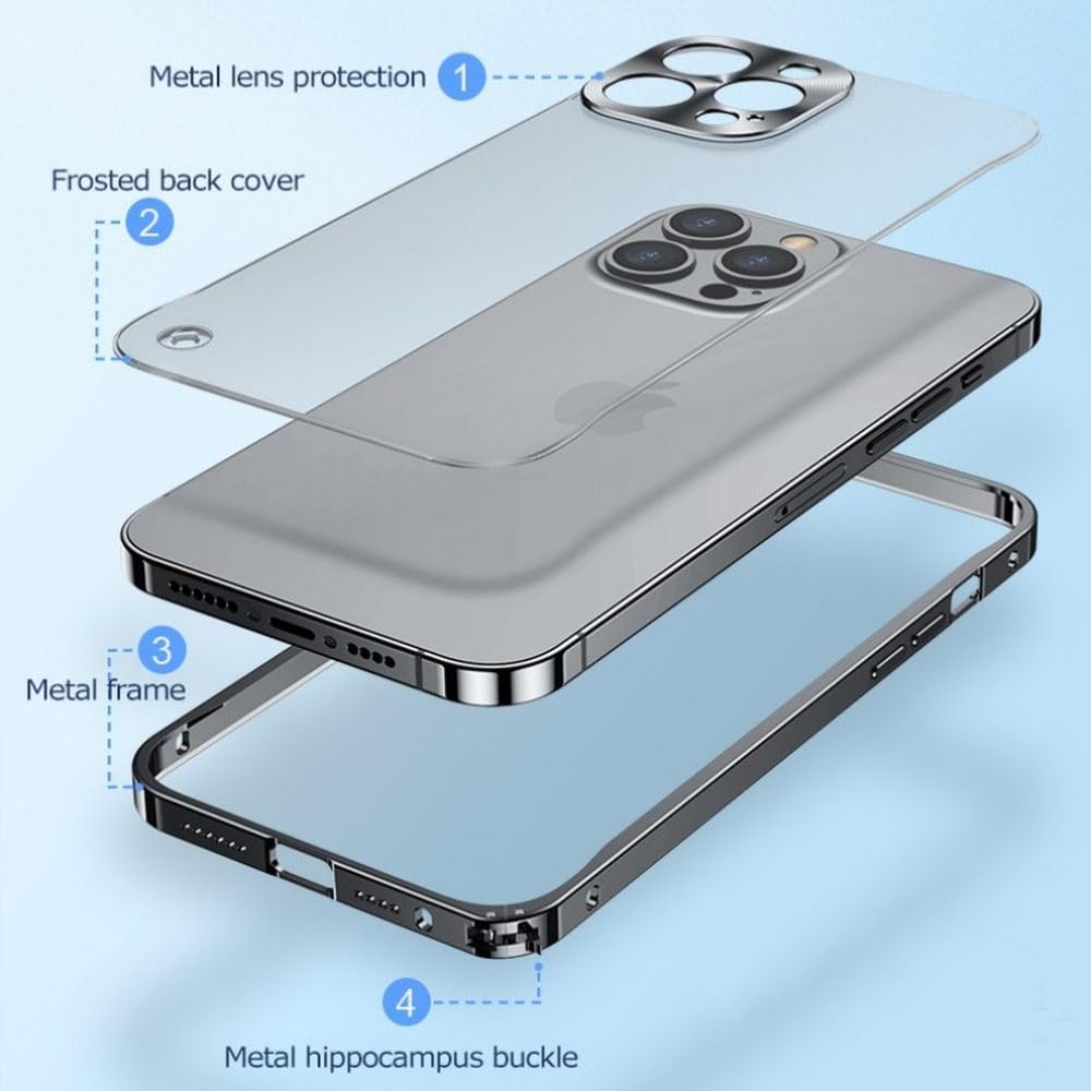 Fundas metálicas para iPhone 12, 13, 14, 15, 16, 17 Pro MAX Plus con Marco magnético de Aluminio. Carcasa para iPhone 17 Air, 16 Plus. Color Morado.
