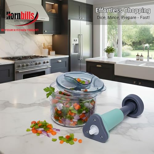 Image of HORNBILLS Push Chopper with 4 Blades 1000 ML Handy & Compact Chopper