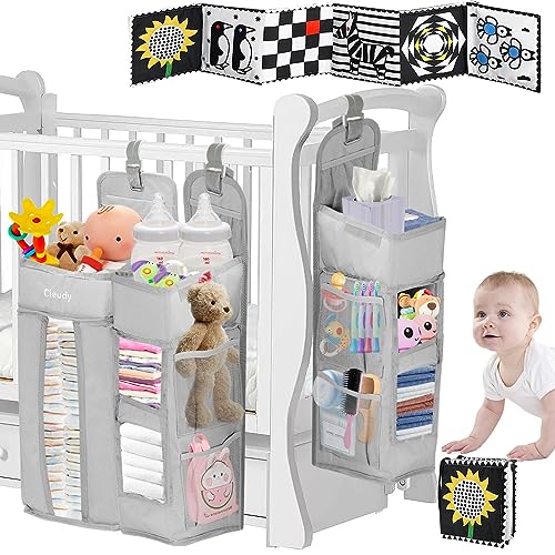 Image of CIEUDY 3-in-1 Hanging Diaper Organizer Storage for Baby, Hanging Diaper Organizer for Changing Table, Playard, Wall & Door, Gifts for New Mom after Birth（Included High Contrast Baby Book）