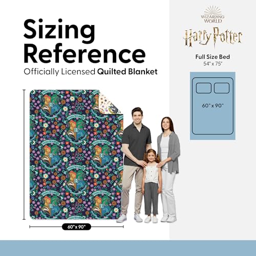 Image of Harry Potter Botanical Crests Twin Quilted Throw Blanket Adults Boys Girls, Soft Lightweight Bedding for Bed, or Couch, 60 x 90 inches