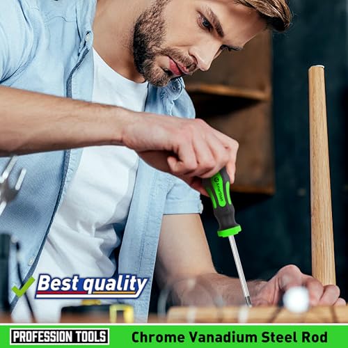 Image of Amartisan 10-Piece Magnetic Screwdrivers Set, 5 Phillips and 5 Slotted Tips Professional Cushion Grip Screwdriver Set 2pcs Portable Multifunction Key Mini Screwdriver (Green)