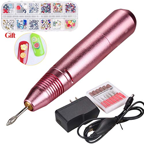 20000 RPM Portable Electric Nail Drill with Nail Decoration Compact Electrical Professional Nail File Kit for Home Use or Beauty Salon (Rose Gold)
