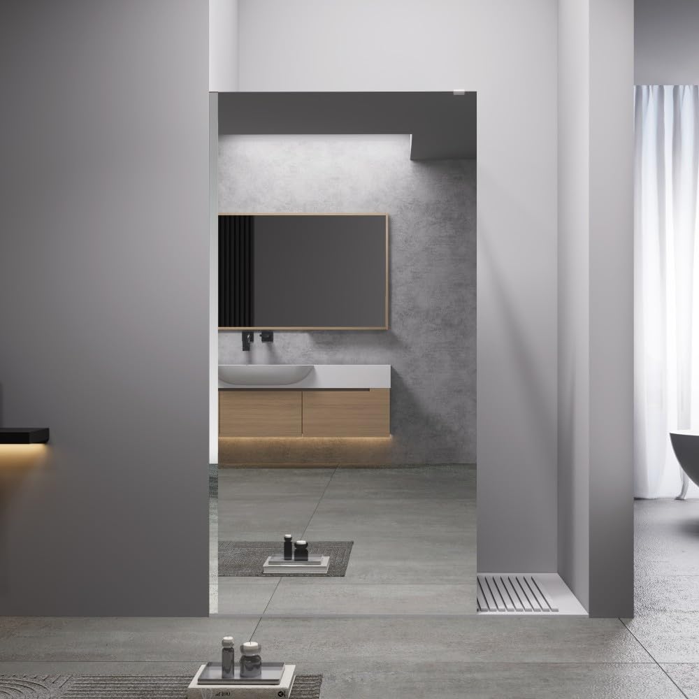 Auria Box Doccia Walk In 120 cm h200 - Cristallo Temperato Specchiato 8mm Anticalcare con Profilo e Barra di Sostegno in Alluminio Cromato ad Installazione Reversibile - Mod. Cleò